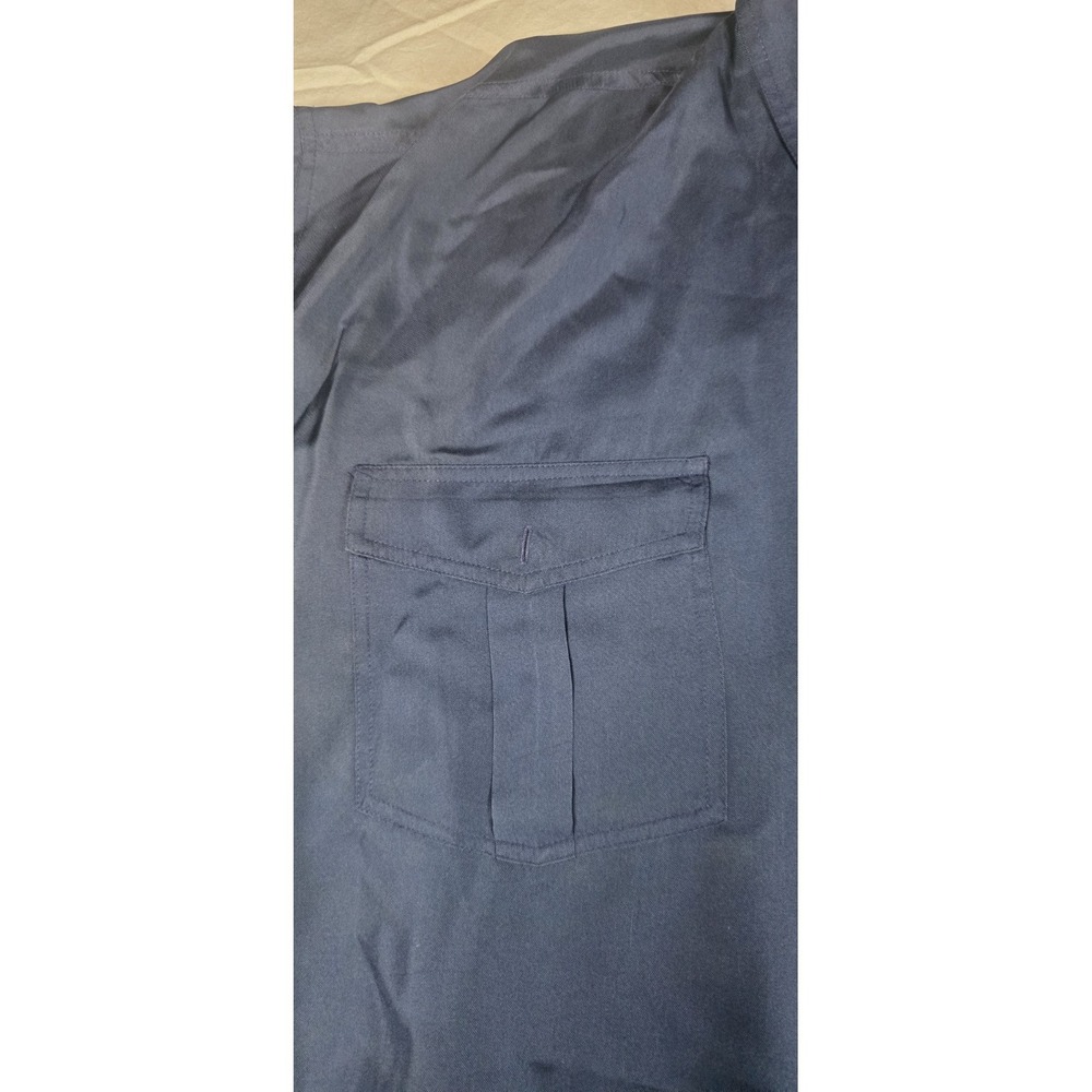Angelo Litrico Vintage Blue Polo Shirt XL Banded Bottom Silk Feel Retro Bomber - Picture 6 of 10